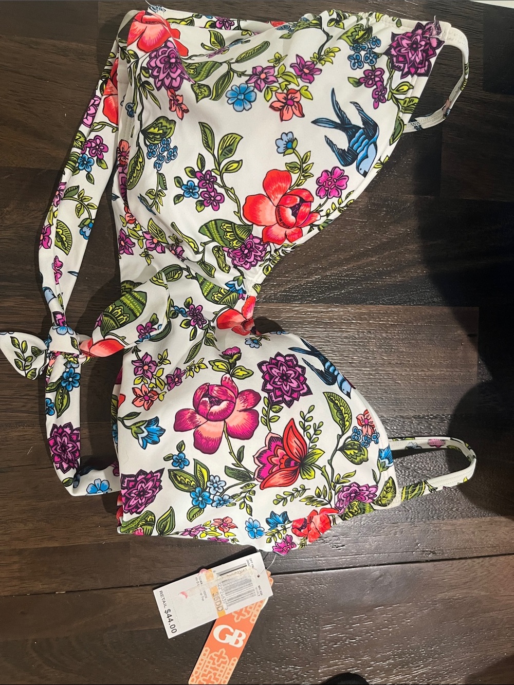 36DD 36 DD GB Floral Bikini Top Swimsuit NWT Roman Garden Wrap Top